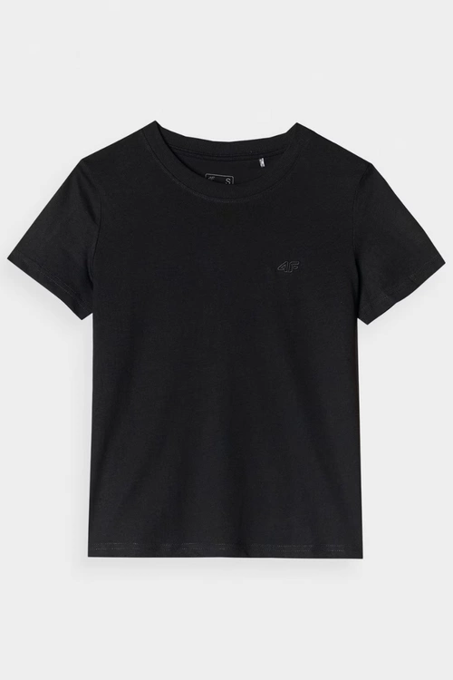 Gładki T-Shirt Damski Regular 4F 4FWAW24TTSHF1650-20S Czarny