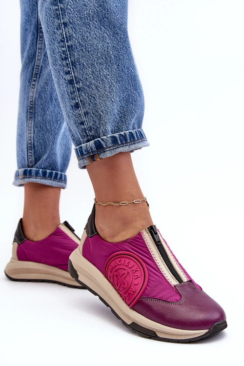 Skórzane Damskie Buty Sportowe Maciejka 06296-15 Fuksja