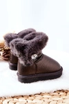 Ocieplane Botki Śniegowce Z Futerkiem Szare Bessie