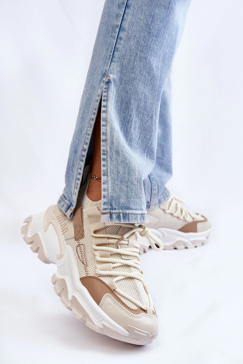 Damskie Sneakersy Skarpetkowe Wsuwane Beżowe Keaton