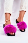 Damskie Klapki z Futerkiem Fuksja Belmondo