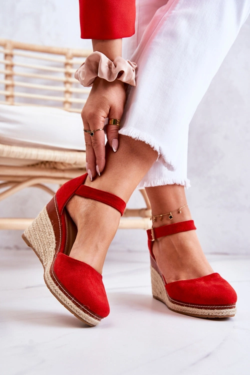 Damskie Espadryle Na Koturnie Czerwone Tamarill