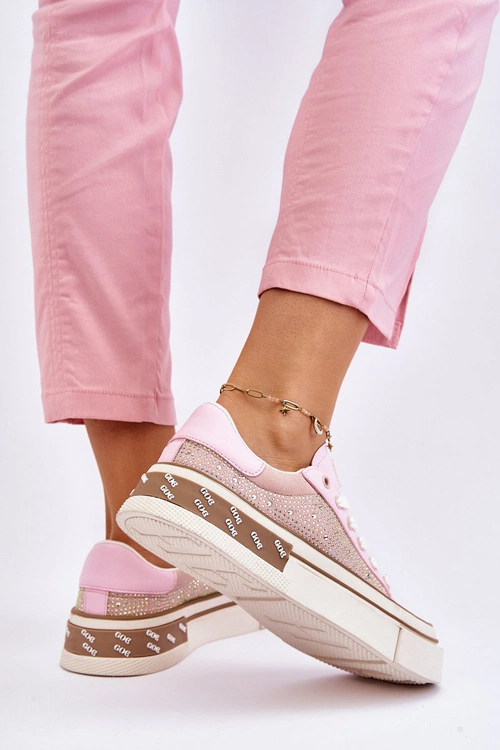 Damskie Trampki Z Dżetami GOE LL2N4057 Różowe