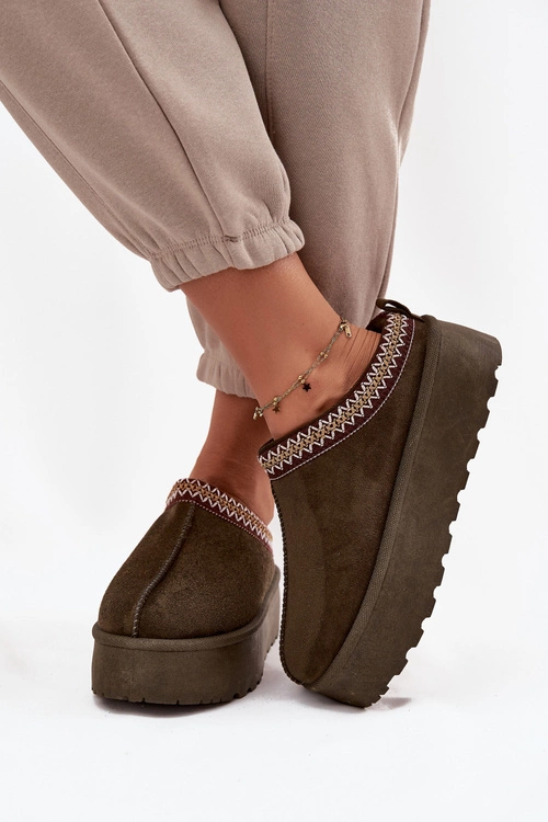 Śniegowce Damskie Z Ozdobnym Haftem Ciemnozielone Jenira