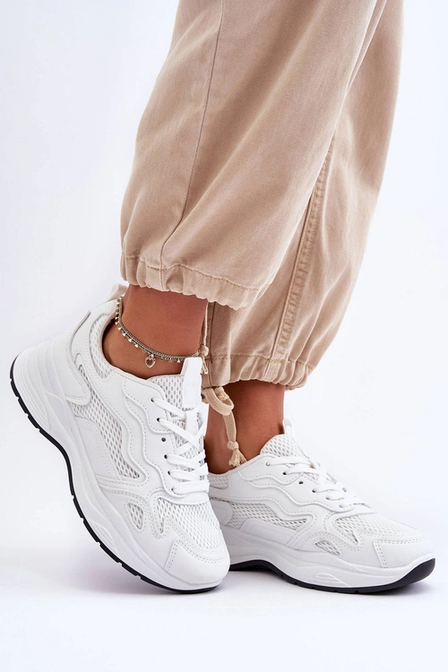 Damskie Buty Sportowe Sneakersy Na Platformie Białe Lomare