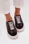 Skórzane Sneakersy Damskie Na Platformie Panterka Zazoo N1263 Czarne