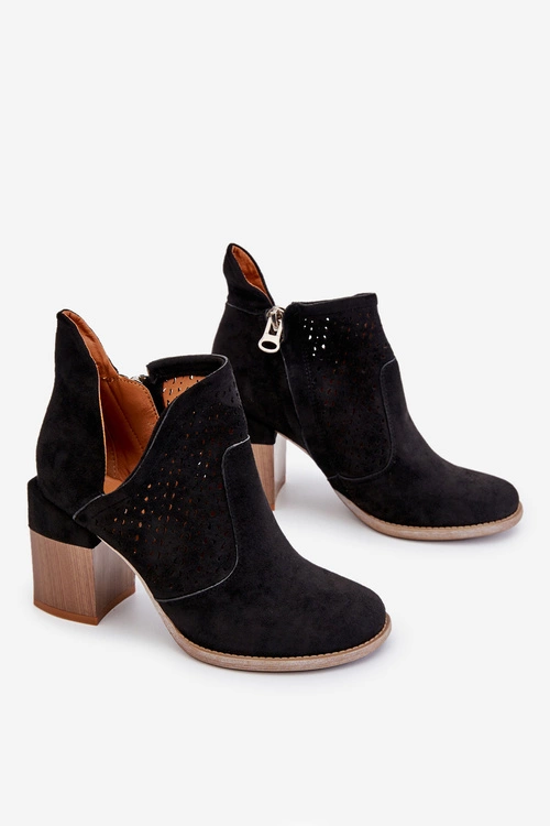 Zamszowe Botki Z Wycięciem Czarne Layne