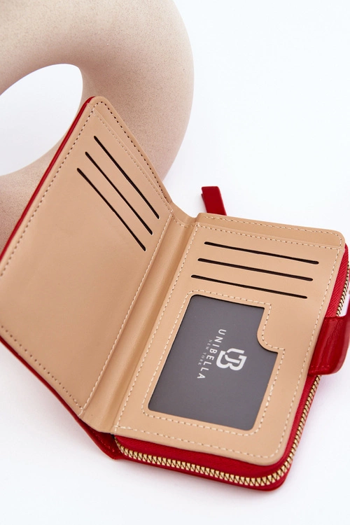 Damski Portfel Portmonetka Z Ekoskóry Czerwony Risuna