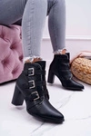 Botki Damskie Na Słupku Klamry Czarne Finbas