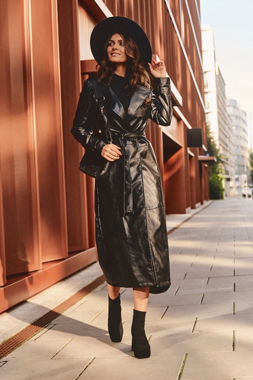 Zamszowe Botki Na Masywnym Obcasie Czarne Abnous