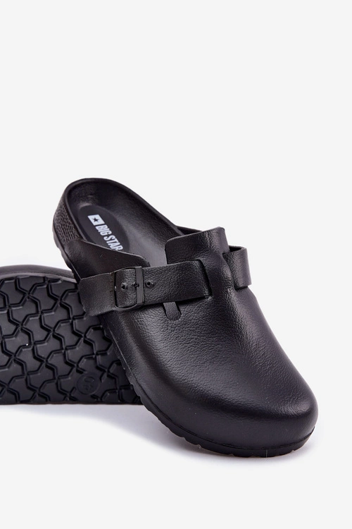 Piankowe Klapki Chodaki Męskie Z Klamrą Big Star RR174A022 Czarne