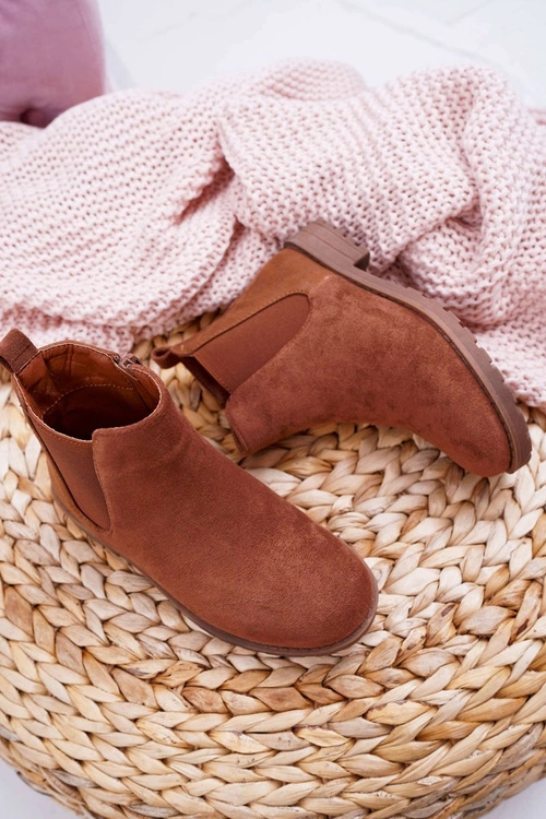 Młodzieżowe Botki z Płaski Obcas Camel Mergolo