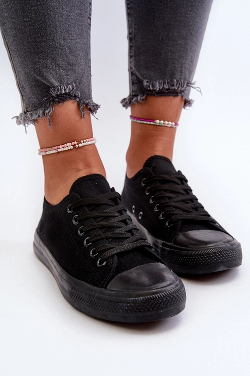 Trampki Damskie Klasyczne Niskie Czarne Caelira