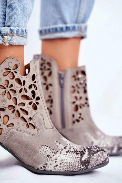Botki Damskie Na Słupku Maciejka Wiosenne Popielate 04369-13