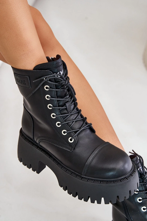 Workery Botki Damskie Ocieplane Ze Skóry Naturalnej Goe OO2N4123