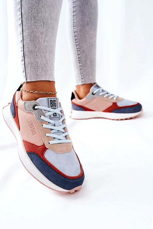 Buty Sportowe Memory Foam Big Star II274401 Beżowo-Niebieskie