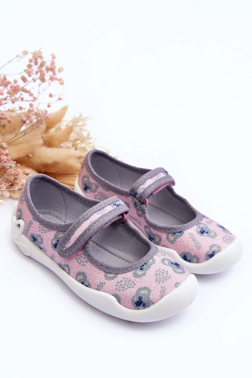 Dziecięce Papcie Baleriny Misie Befado 114X513 Różowo-Szare