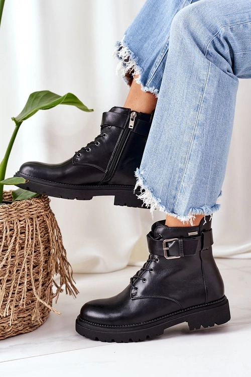 Damskie Ocieplane Workery Cross Jeans EE2R4086C Czarne