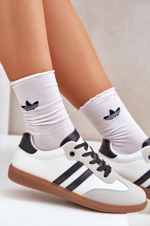 Niskie Trampki Tenisówki Damskie Biało-Czarne Loredis