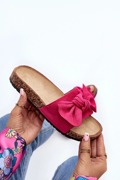 Damskie Klapki Z Kokarda Fuksja Ezephira