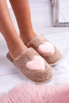 Damskie Papcie Ciepłe Beżowe Kapcie