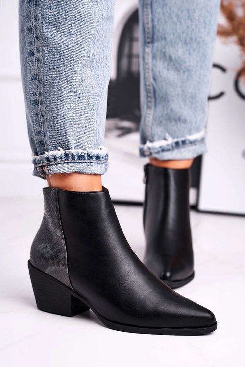 Botki Damskie Ciepłe Czarne Meatown