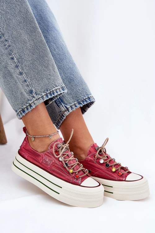 Trampki Damskie Na Platformie GOE RR2N4104 Czerwone