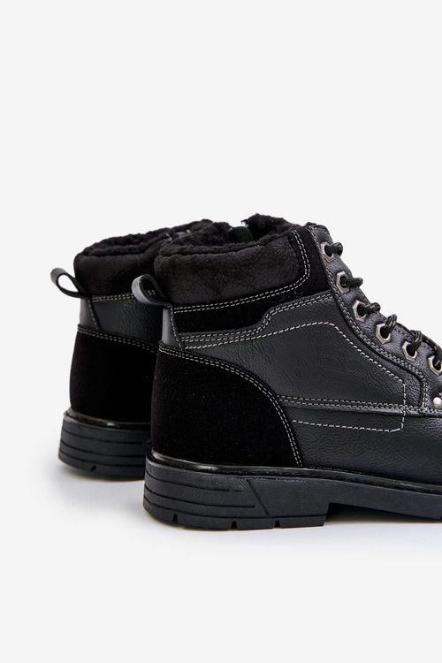 Ocieplane Trapery Męskie Z Eko Skóry Czarne Venredia