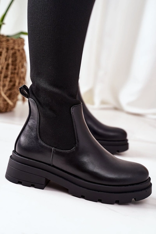 Kozaki Z Elastycznej Tkaniny Za Kolano Czarne Ice Coffee