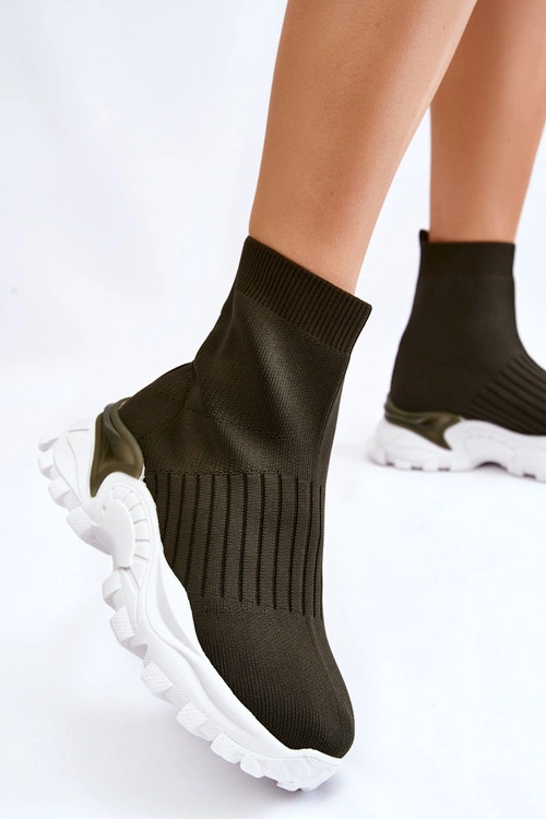 Damskie Wysokie Skarpetkowe Buty Sportowe Zielone Jovie