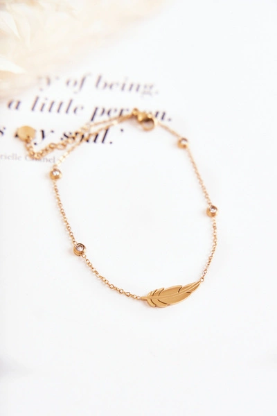 Bransoletka Na Nogę Z Cyrkoniami I Piórkiem Złota