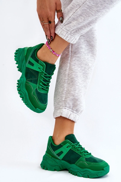 Modne Buty Sportowe Sneakersy Zielone Frezio