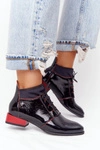 Skórzane Botki Trzewiki Maciejka 04744-16 Czarno-Czerwone
