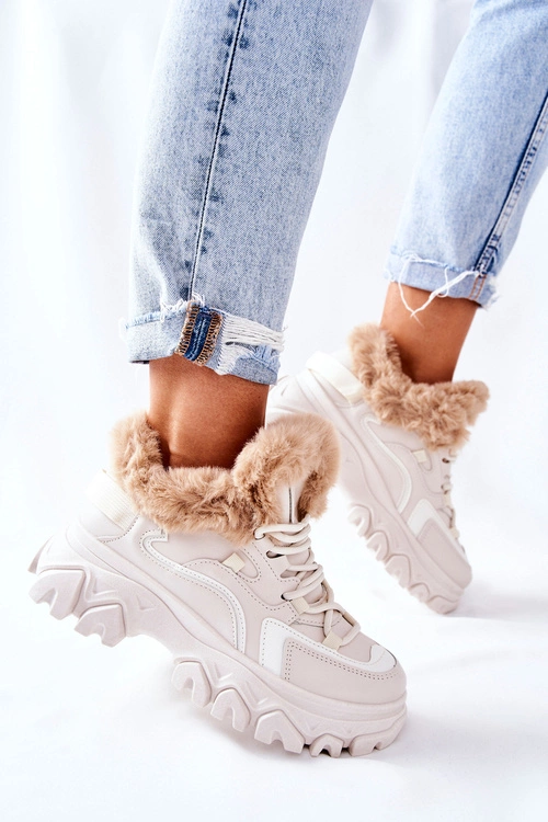 Damskie Ocieplane Trapery Jasno-Beżowe Limerick