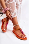 Damskie Sandały Japonki Z Muszelką Pomarańczowe Candell