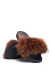 Klapki Z Naturalnym Futerkiem Brązowe Elsa