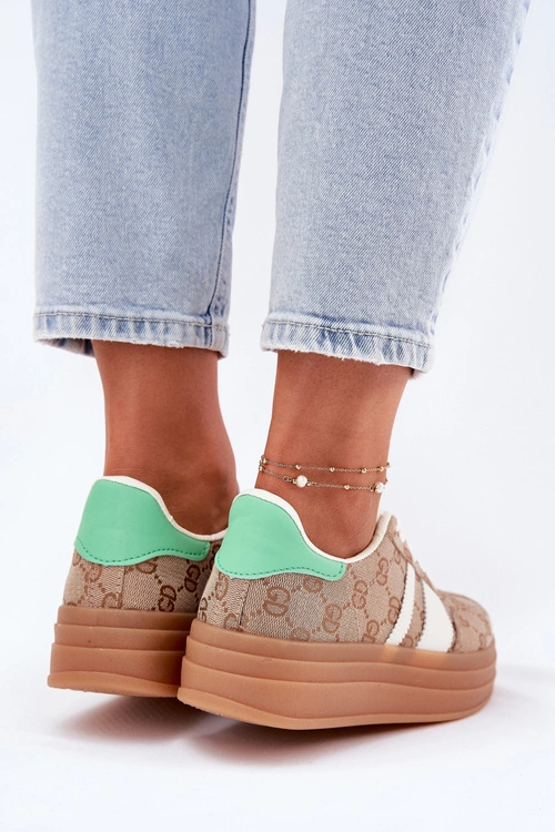 Niskie Sneakersy Na Platformie Khaki Ovivene