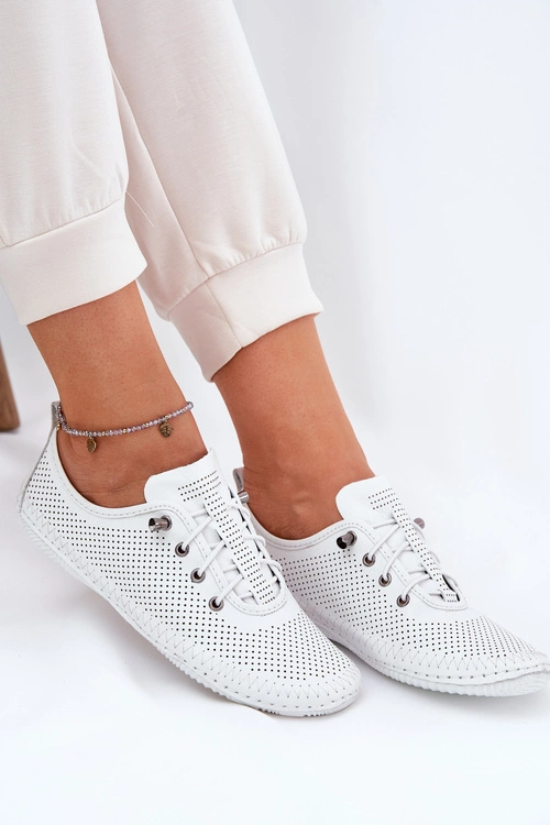 Półbuty Damskie Ze Skóry Naturalnej Artiker 54C0831 Białe