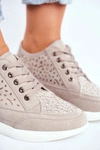 Sneakersy Damskie Sergio Leone Ażurowe Szare PB122