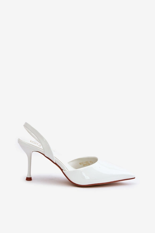 Lakierowane Szpilki Z Odkrytą Piętą Białe Emmizola