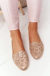 Ażurowe Mokasyny Sergio Leone BL627 Beżowe Połyskujące