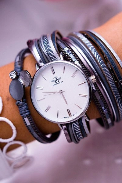 Damski Zegarek Michael John Z Rzemykami Szary Lanell