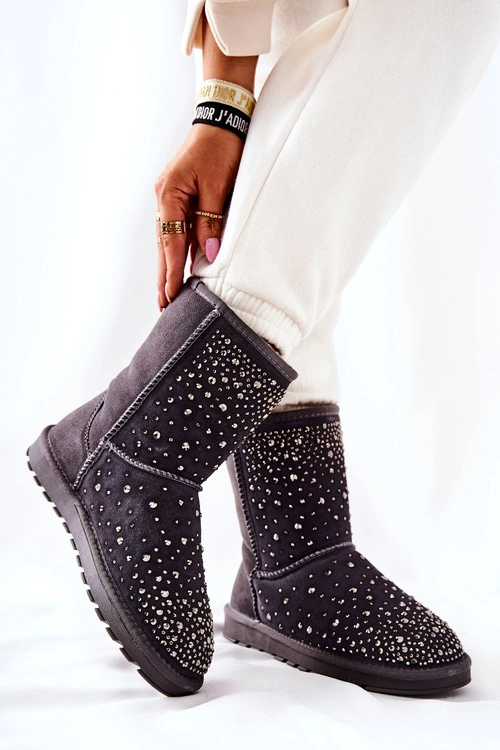 Śniegowce Ocieplane Z Dżetami Szare Mariella