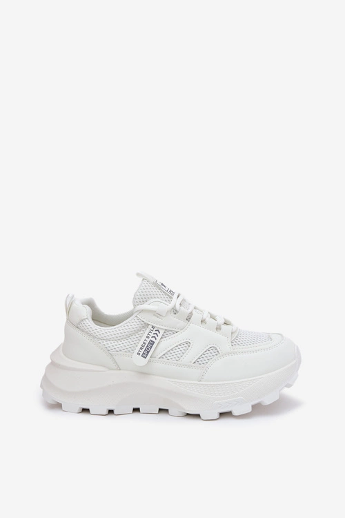 Buty Sportowe Sneakersy Damskie Na Grubej Podeszwie Białe Prononice