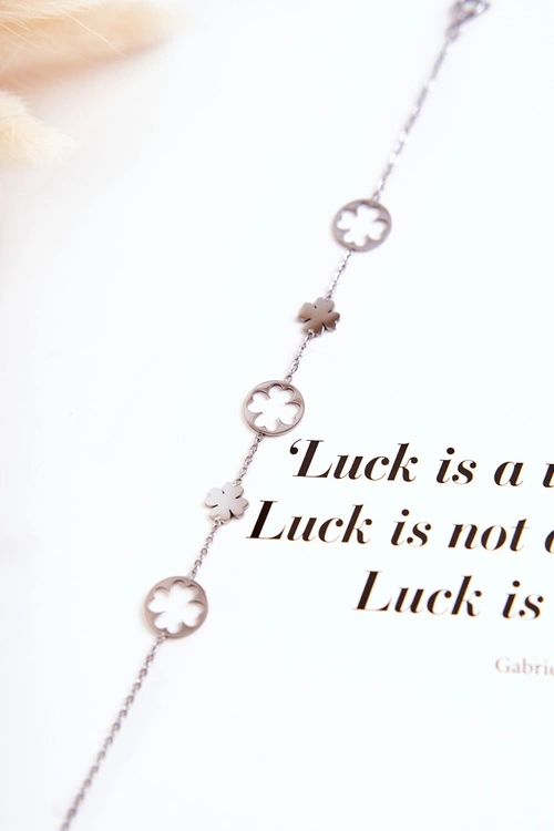 Klasyczna Damska Bransoletka Koniczyna Srebrna