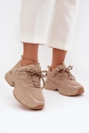 Buty Sportowe Sneakersy Damskie Z Podwójnym Sznurowaniem Beżowe Annelie