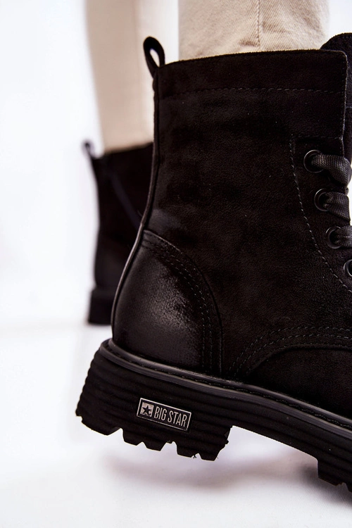 Damskie Zamszowe Botki Big Star KK274503 Czarne