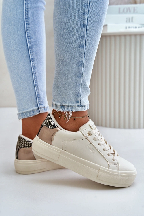 Ocieplane Trampki Damskie Na Platformie Big Star OO274A454 Beżowe