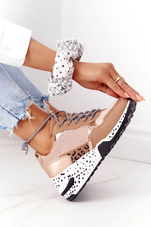 Damskie Sneakersy Na Koturnie Różowe Złoto Avery