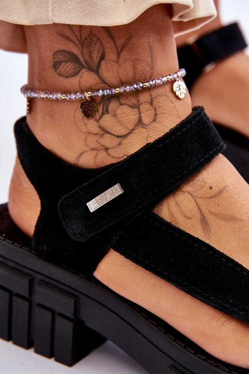 Damskie Zamszowe Sandały Big Star LL276035 Czarne